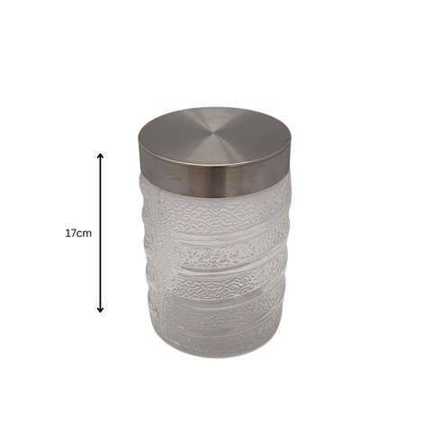 4 Piece glass canister set with stainless steel lid