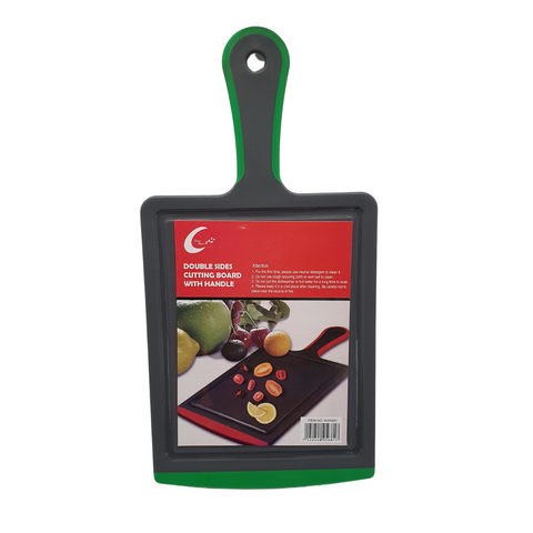 Double-side plastic cutting board with handle 