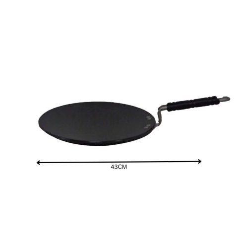 27.5cm Stainless Steel Tawa Pan With Black Handle