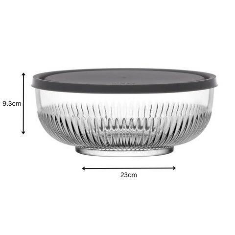 2600Ml glass bowl with grey lid