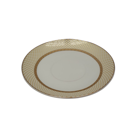 12 Piece cup and saucer set with gold rim and pattern