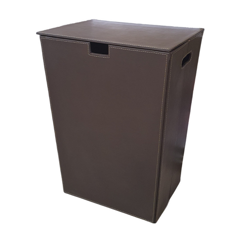 Leather laundry bin with lid
