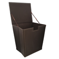 Leather laundry bin with lid