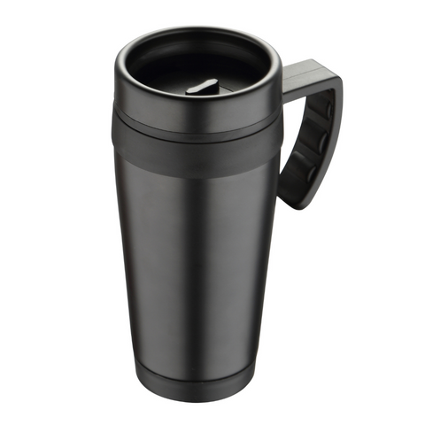 Black stainless steel travel mug