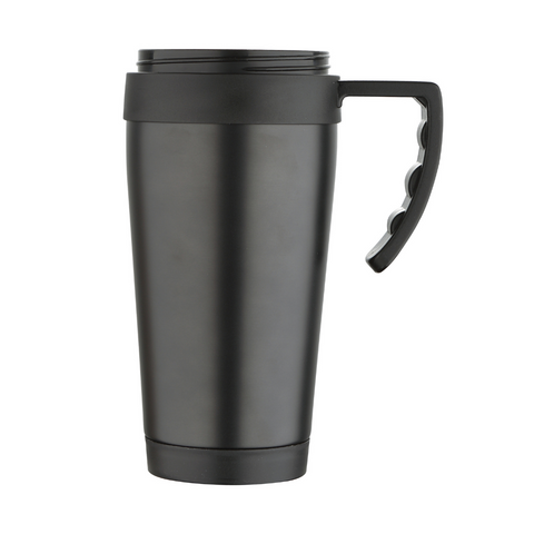 Black stainless steel travel mug