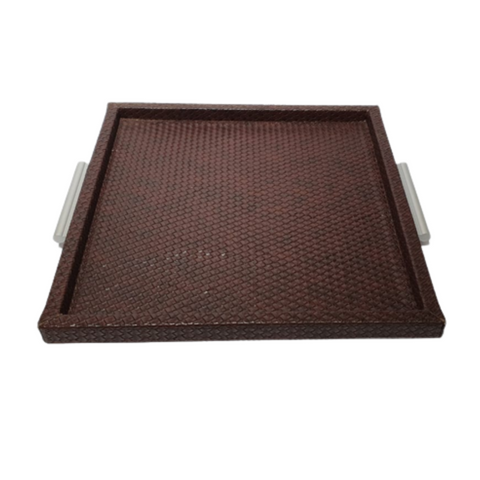 Brown Square Checked Tray