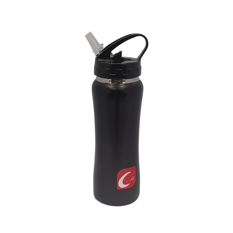 450ml Black Water Bottle With Straw 