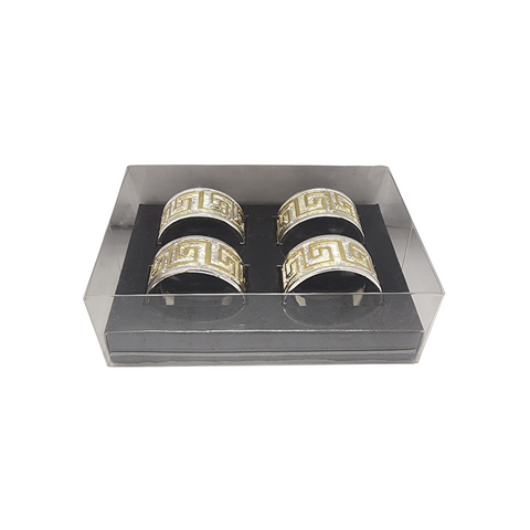 4 Piece Silver With Gold Versace Napkin Rings