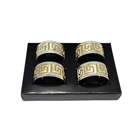 4 Piece Silver With Gold Versace Napkin Rings