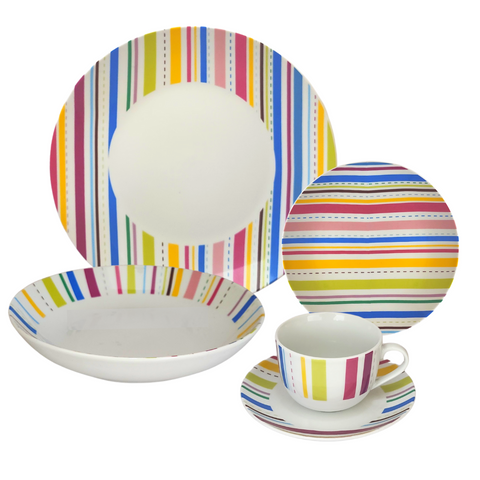 20 Piece Round Multi Colour Dinner Set