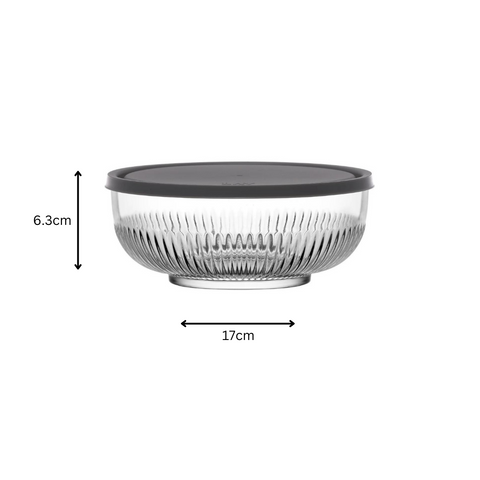 880ml Glass bowl with grey lid