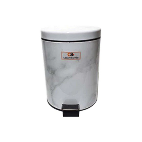 5 Litre White Marble Look Dust Bin