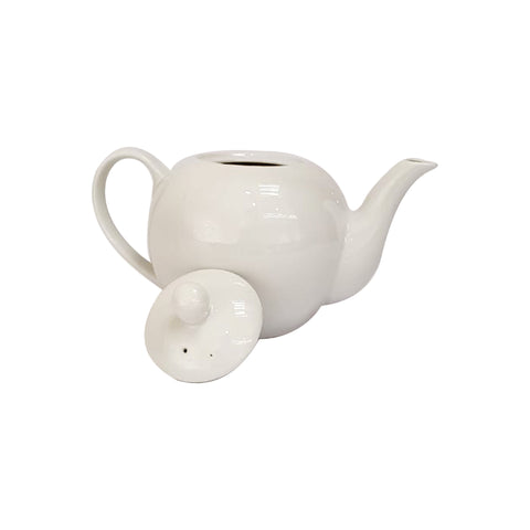 1 Litre White Round Porcelain Tea Pot With Lid – Standard Gifts