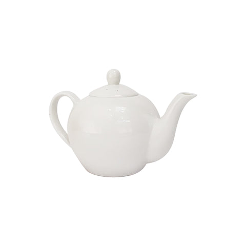 1 Litre White Round Porcelain Tea Pot With Lid – Standard Gifts