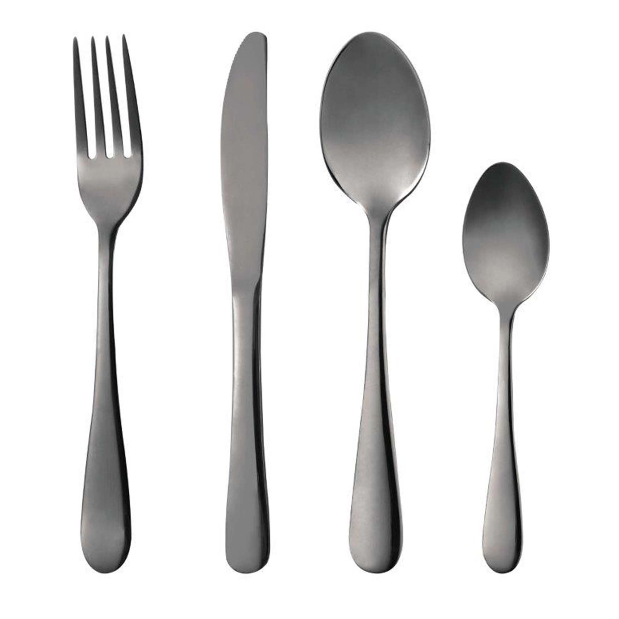 24 Piece Black Shiny Inox Stainless Steel Cutlery Set – Standard Gifts